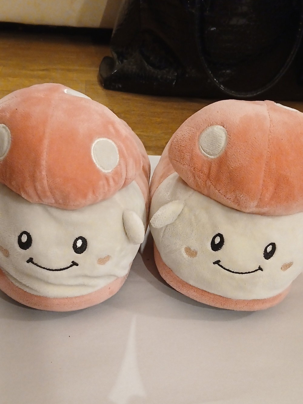 Plush Pink Mushroom  One-Piece Slippers